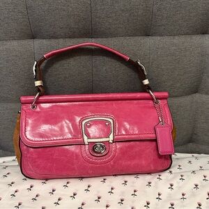 SOLD-Coach City Willis bag 70th Anniversary edition colorblock Pink/white/ brown